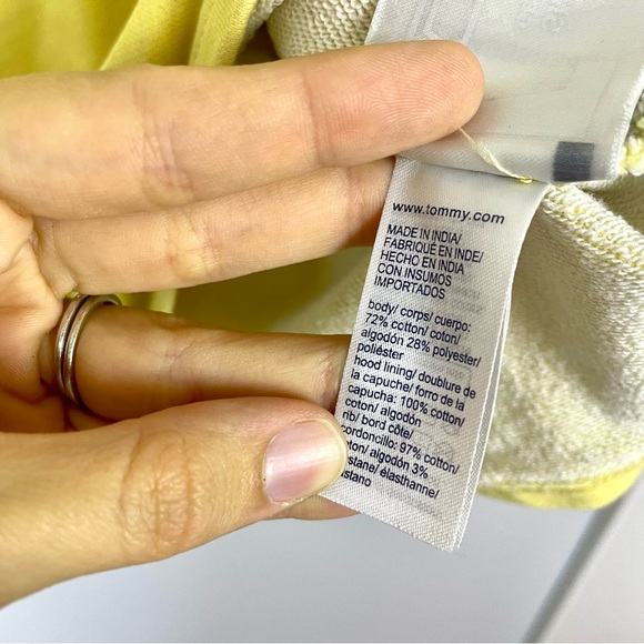 Tommy Jeans Spell Out Hoodie Pullover Sweatshirt Butter Yellow Size Large Sporty - Picture 8 of 13